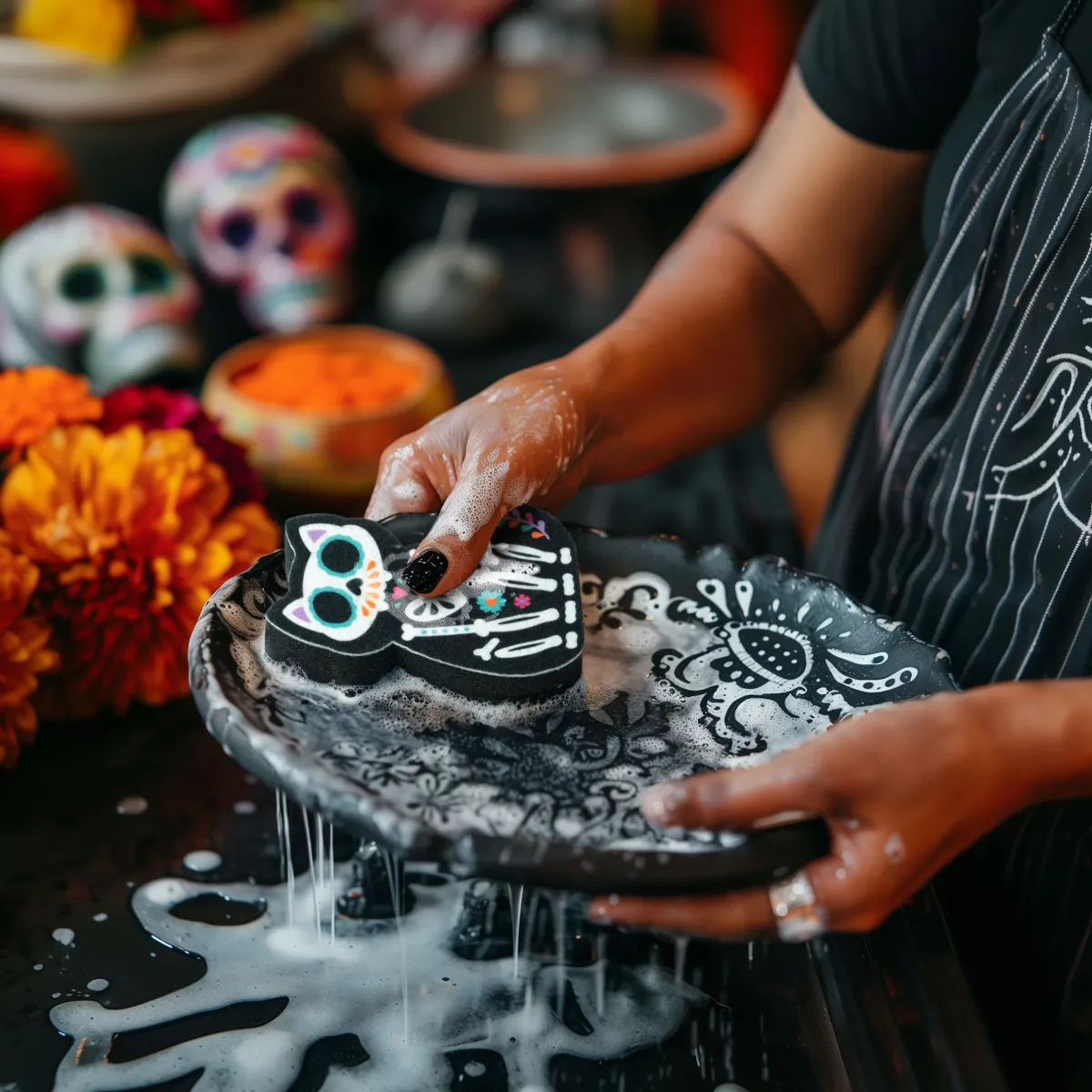 Cleaning | Sponges>Genuine Fred FELINE CLEAN | Day of the Dead-inspired cat sponges