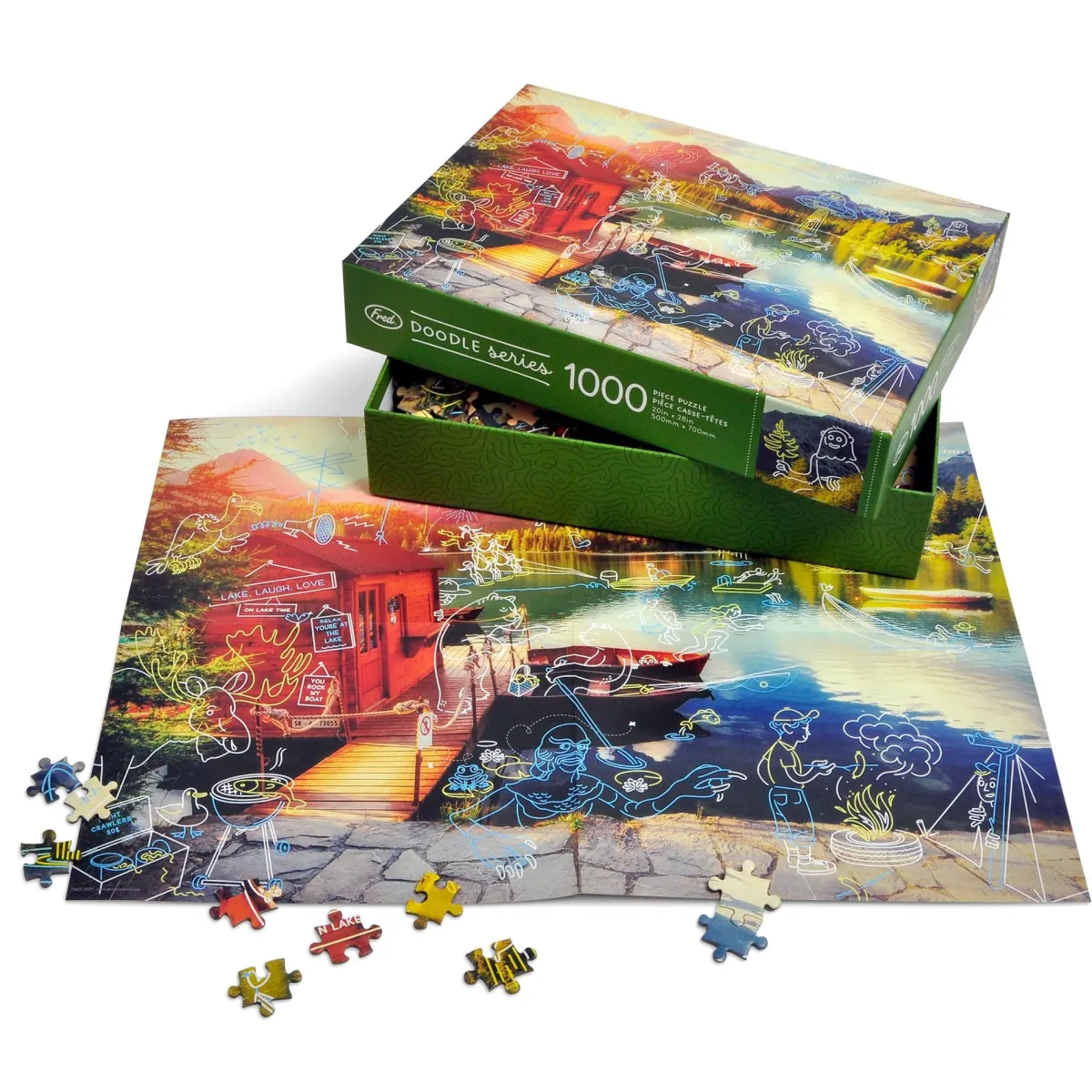 The Doodle Series | 1000-Piece Puzzles>Genuine Fred 1000 PIECE PUZZLE: LIVING LA VIDA LAKE (AHHH)